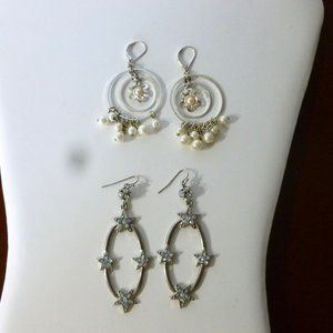 Silvertone Dangle Earrings 2 Pair NWOT